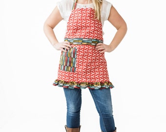 Modern Smock ~ Smock Apron ~ Adjustable Apron ~ Full Cover Apron ~ Full Coverage Apron ~ Vintage Clothespins ~ Vintage Inspired Fabric