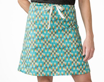 Teal Geometric Print ~ Teal Print Skirt ~ Modern Print Skirt ~ Hipster Print Skirt ~ Geometric Skirt ~ Modern ALine Skirt ~ Teal ALine Skirt