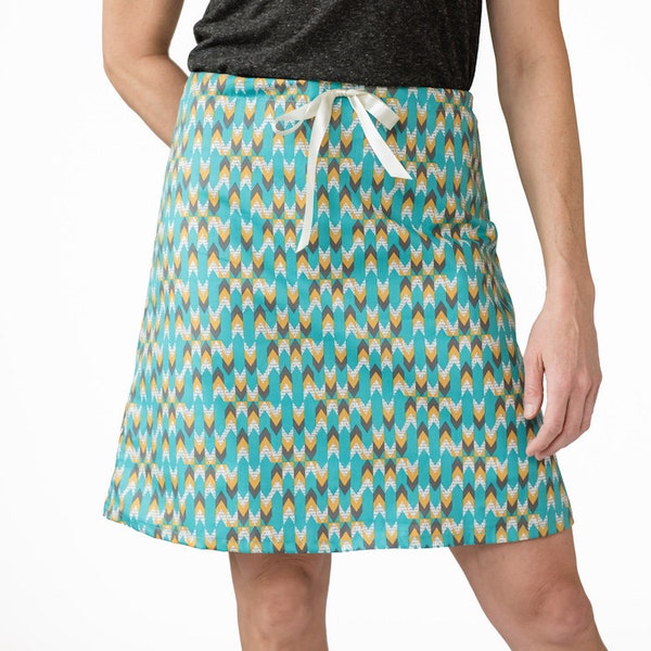 FINAL SALE ~ Sm and Med Available ~ Teal Geometric Print ~  Modern Print Skirt ~ Geometric Skirt ~ Modern ALine Skirt ~ Teal A-Line
