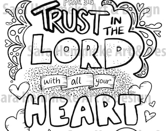 Trust in the Lord - Proverbs 3:5 Bible memory verse coloring page DOWNLOAD pdf