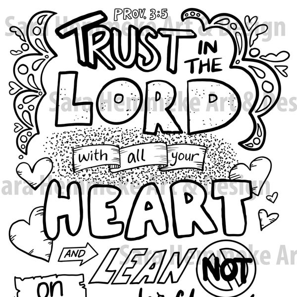 Trust in the Lord - Proverbs 3:5 Bible memory verse coloring page DOWNLOAD pdf