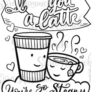 I Love You A Latte - coloring page digital download
