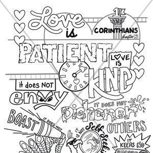 Bible Verse coloring page - I Corinthians 13 - Love