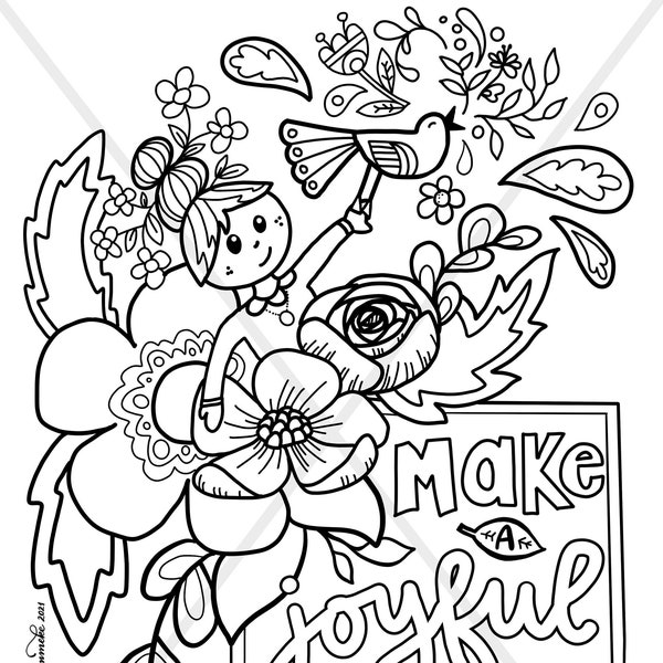 Make a Joyful Noise Psalm 100 coloring page - Downloadable PDF