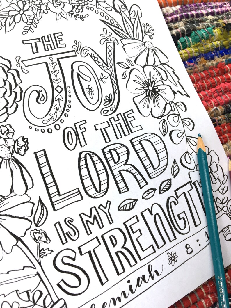 232 Cartoon The Joy Of The Lord Is My Strength Coloring Page with Printable