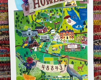 Howell 48843 - illustrated map poster