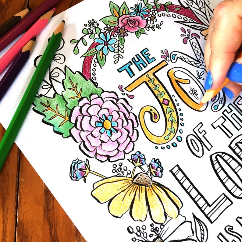 Download Coloring Page Bible Verse Joy of the Lord PDF DOWNLOAD | Etsy