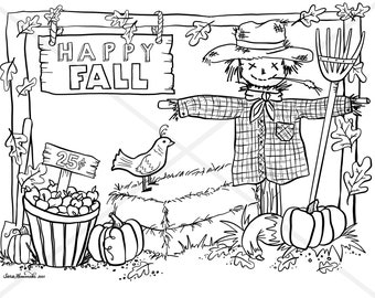 Happy Fall - coloring page DOWNLOAD - PDF