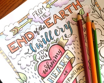 Coloring Page Bible Verse - printable download Psalm 61 for kids and adults