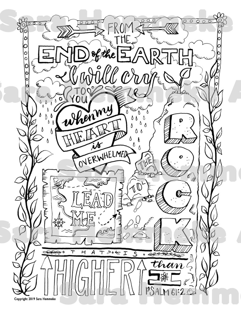 Coloring Page Bible Verse - Printable Download Psalm 61 for Kids and ...