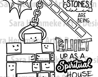 Living Stones - Bible coloring Page - 1 Peter 2:5 - Download