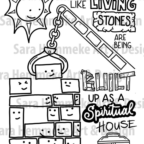 Living Stones - Bible coloring Page - 1 Peter 2:5 - Download