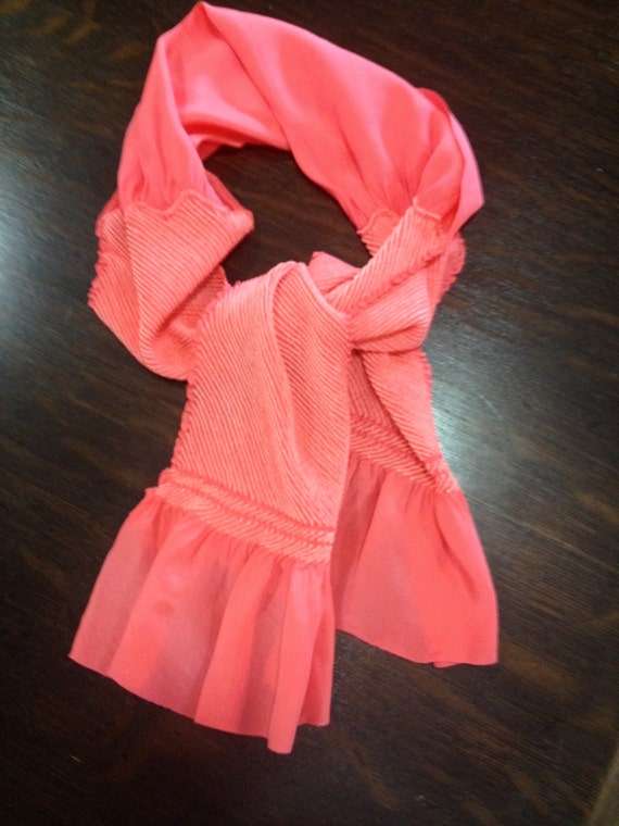 Pure Silk Shibori Scarf Tie Belt in Coral Pink Sal