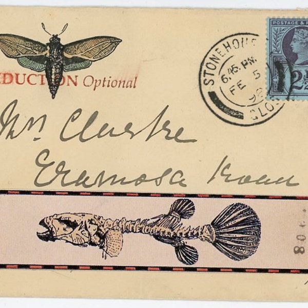 The Seduction Moth. Original mail art Approx. 3.5" x 4.5"