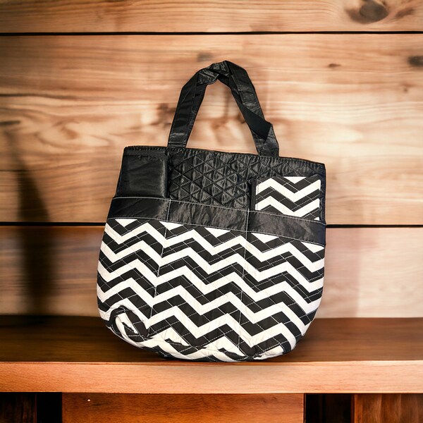 Black and White small Chevron Diaper bag with or without embroidered name or monogram