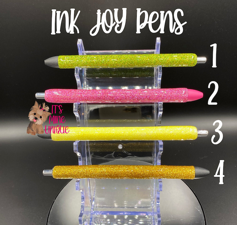 refillable Glitter pen Ink joy pens that can be personalized in multiple colors finished with epoxy