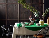 Emerald Big Spot Table Cloth 150cm x 230cm - Screenprinted natural cotton and flax