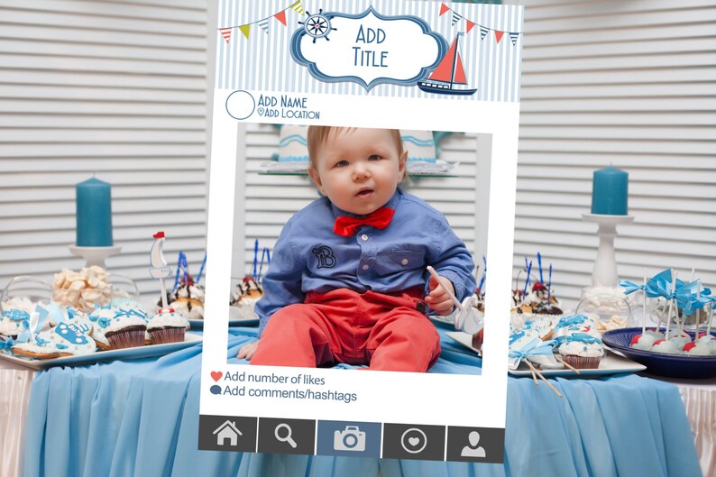 Nautical Themed Photo Booth Frame Baby Shower Birthday Image 0