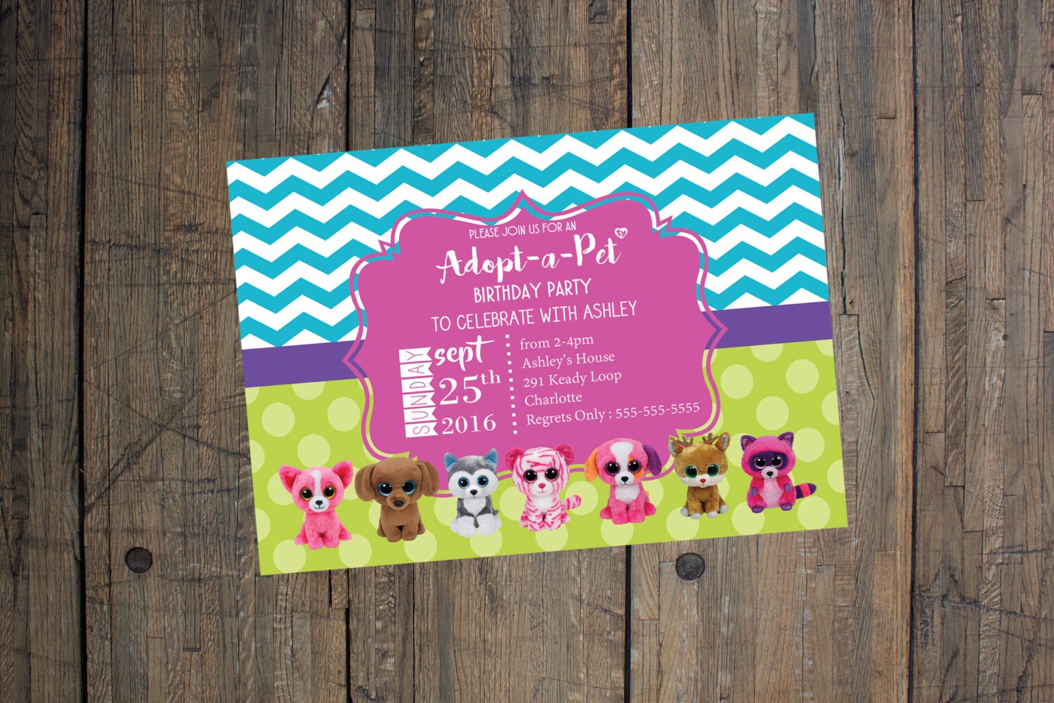 Beanie Boo Birthday Invitation Girl Birthday Party | Etsy