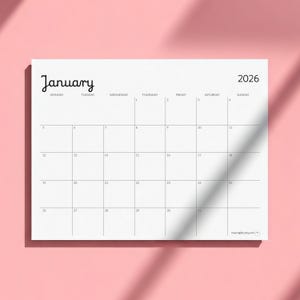 2026 Minimalist Monthly Planner: Letter & A4 Size (Digital Download)