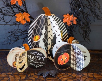 Halloween Tabletop Decor, Pop-Up Fold Flat Halloween Pumpkins