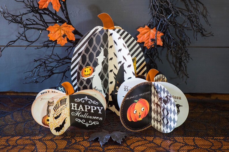 Halloween Pumpkins PopUp Fold Flat Halloween Decorations Etsy