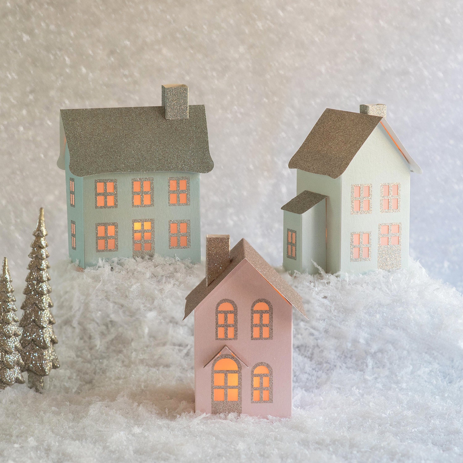 Pop-Up Pastel Village Set de 3, Vintage