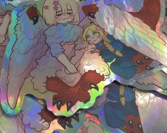 Chimera & Elf cute ship art (Unofficial DITD Merch) Holographic Sticker