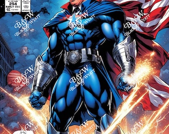 MAGA-Man Trump Comic Book Cover - City - Digital Poster Digital Download