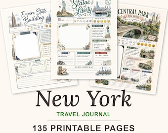 New York Travel Journal Printable, 135 Watercolor Pages, Digital Download for Kids & Adults
