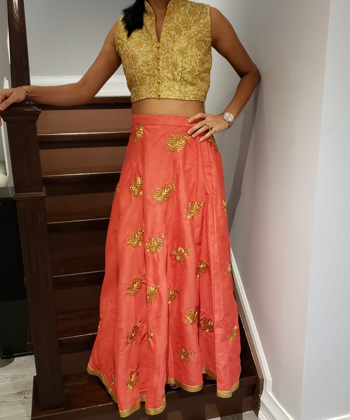silk skirt with crop top