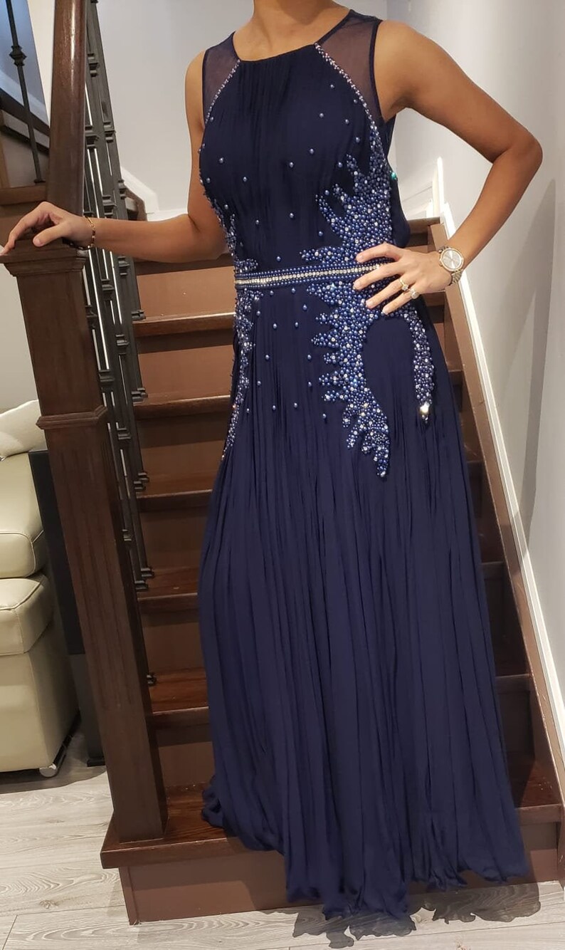 navy blue designer gown