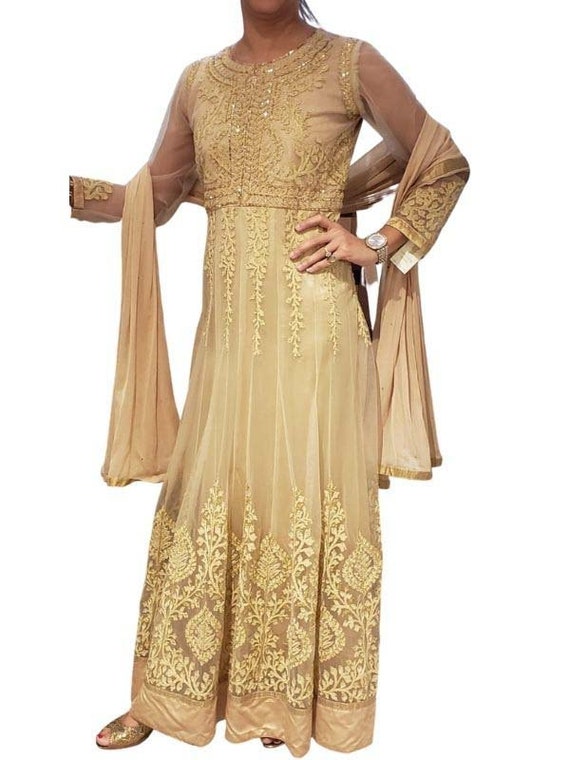 golden anarkali suit