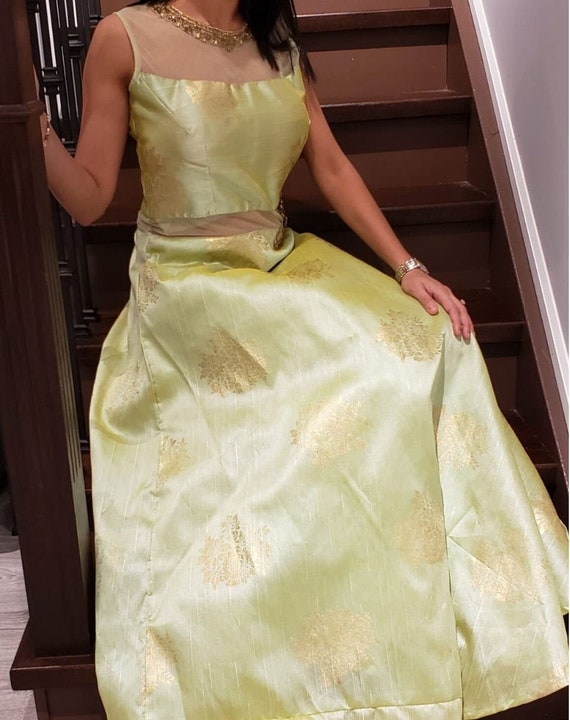 raw silk long dress