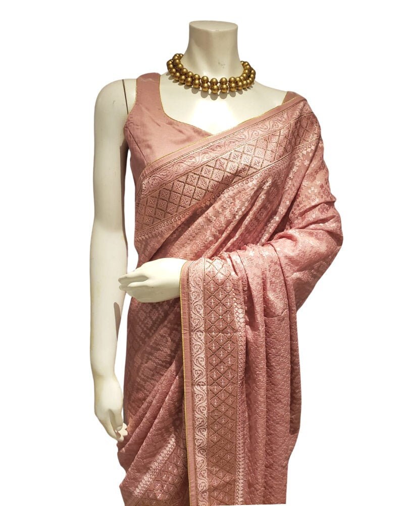 rose gold wedding saree