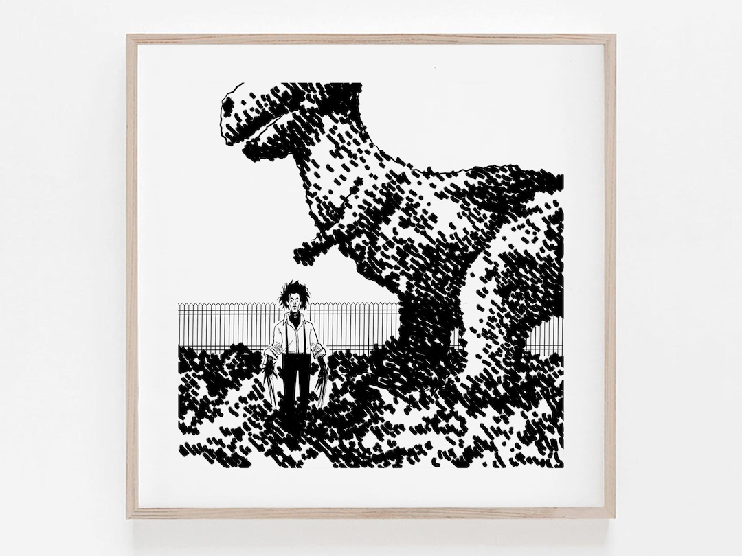 Edward Scissorhands Rex Topiary Art Print: B&W Minimalism - Etsy