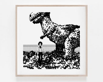 Stampa artistica di Edward mani di forbice Rex Topiary: Minimalismo in bianco e nero