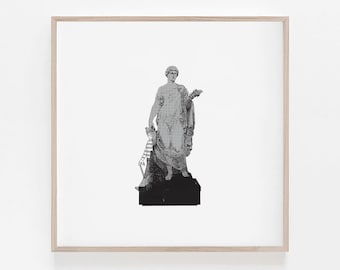 Stampa del museo "Dov'è Waldo": arte minimalista in bianco e nero (arte digitale)