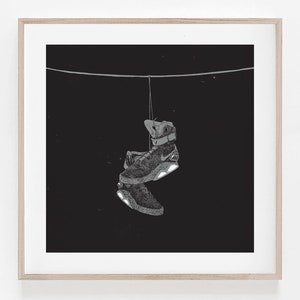 Left on the Line, Nike MAG, Back to the Future, BTTF, Kicks, Digital Art, B&W, Minimalism, Wall decor, Home decor, 100% profits donated