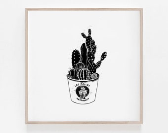 Secchio Los Pollos con Cactus, Better Call Saul, Breaking Bad, Arte digitale, B&W, Minimalismo, decorazioni murali, decorazioni per la casa, profitti al 100% donati