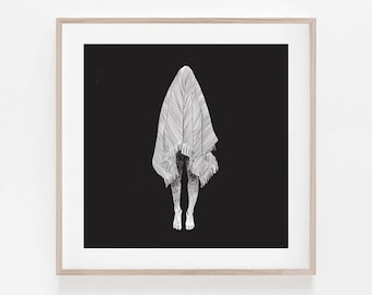 Stampa Giclée Haunted Throw: Arte digitale di fantasmi inquietanti