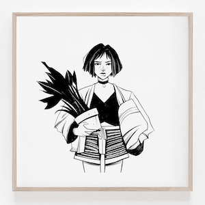 Léon, The Professional, Mathilda, Natalie Portman, Aglaonema, Digital Art, B&W, Minimalism, home decor, wall decor, 100% profits donated