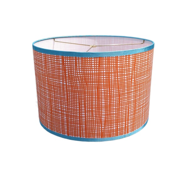 Orange Drum Lamp Shade - Lotta Jansdotter Orange Weave Fabric - Table Lampshade - Floor Lamp Shade - Pendant Lighting - Colorful and Fun