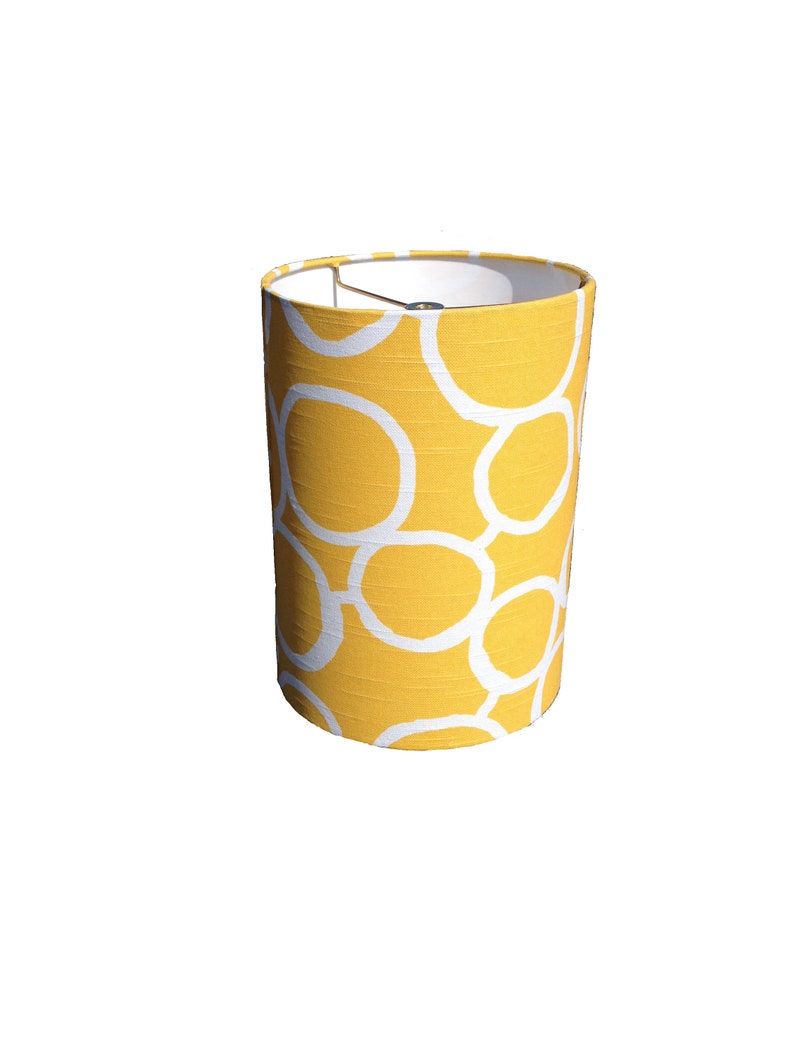 Small Drum Lamp Shade Yellow White Circles Retro Design