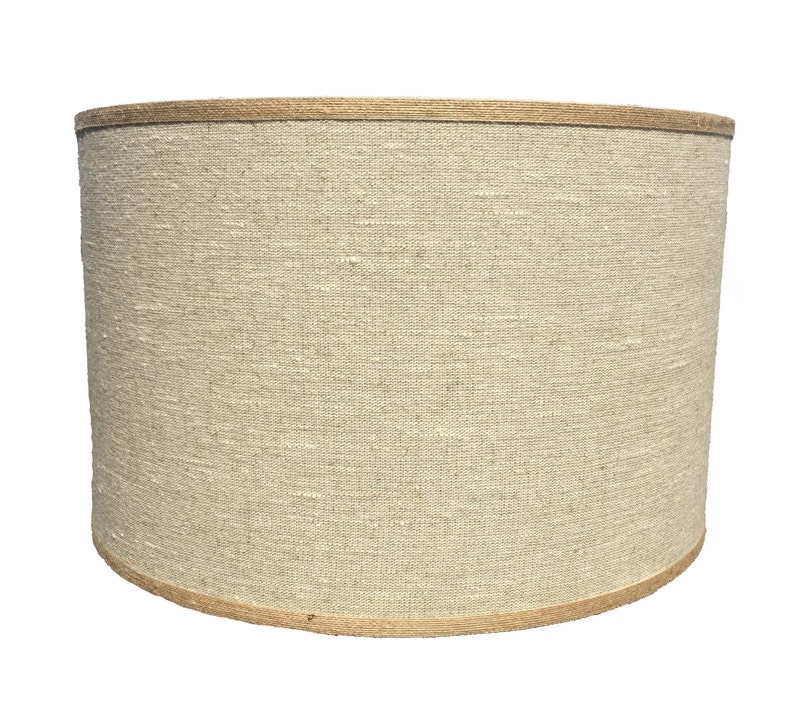 Drum Lamp Shade Round Lampshade Large Floor Table Belgian Linen Jute Trim Modern
