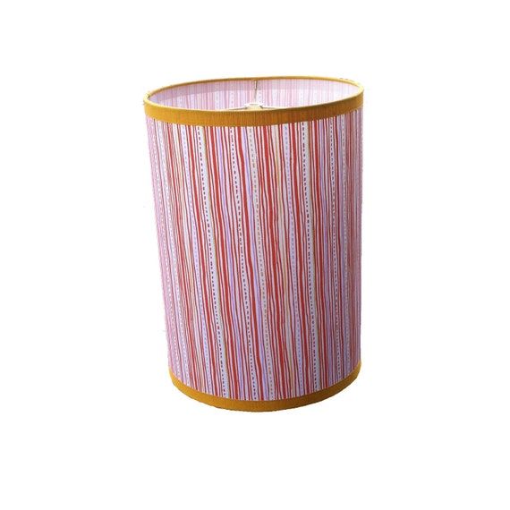 Small Drum Lamp Shade With Squiggly Orange Lavender Lines Small Drum Lamp Shade With Squiggly, Very Small Drum Lamp Shades
