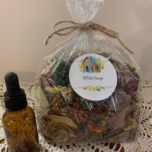 White Sage Scented Potpourri / Herbal Potpourri plus Refresher Oil / Purification Potpourri / Cleansing and Clarity Potpourri