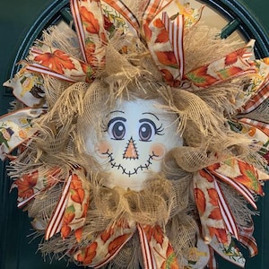 Scarecrow Wreath / Fall Door Wreath / Autumn Wreath / Deco Mesh Wreath / Wreaths
