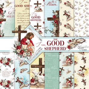 Ostern Digitale Papiere, Jesus, Religiös, Planer Aufkleber, Nahtlos, Oberflächenmuster, Stoffe, Sublimation, Christliches Kreuz, Heilige Bibel