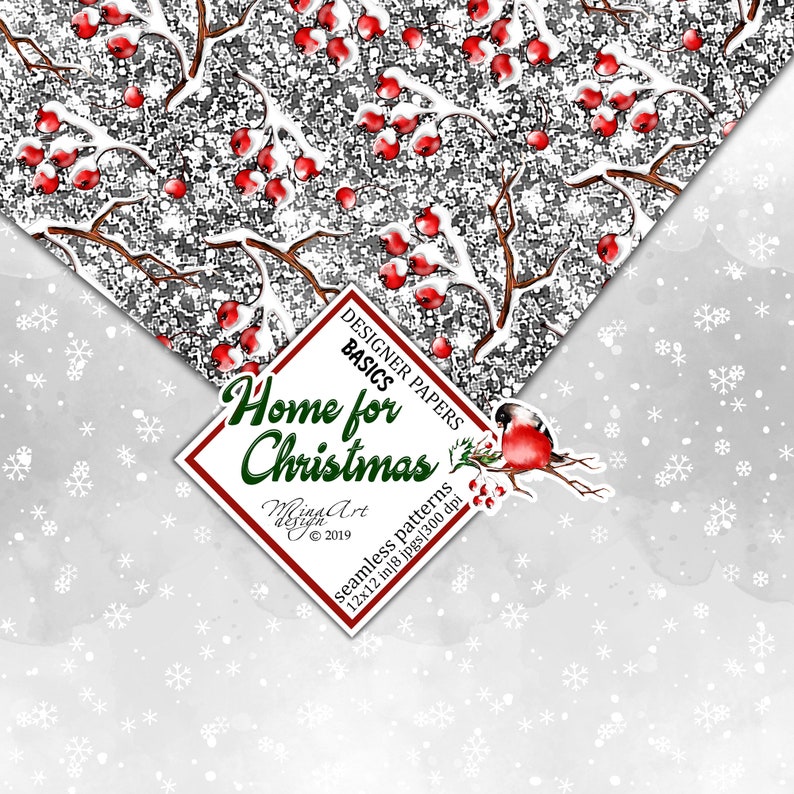Christmas Digital Papers, Winter Basic Papers, Planner Stickers, Watercolor Backgrounds, Fabrics, Seamless Patterns, Wallpapers, snowflakes